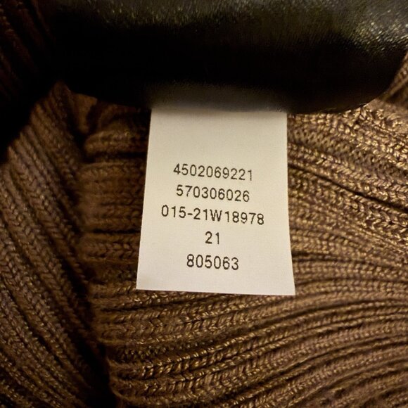 WHBM White House Black Market Brown Medium Knit Ribbed Fitted Tank Top Gold Stud - Picture 8 of 9